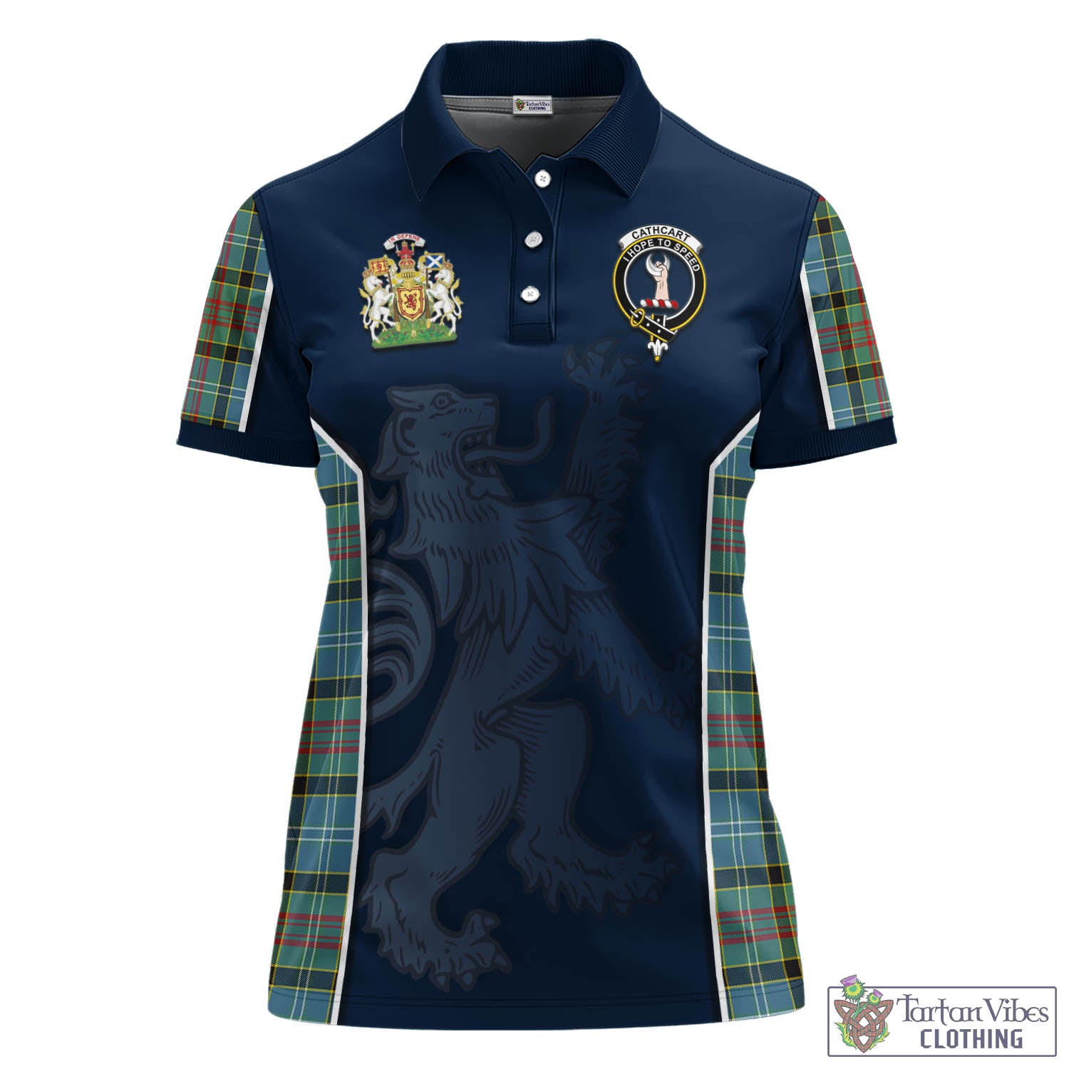 Cathcart Tartan Women's Polo Shirt with Family Crest and Lion Rampant Vibes Sport Style - Tartan Vibes Clothing