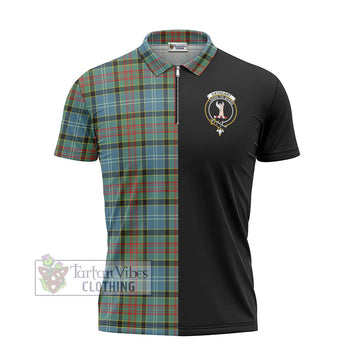 Cathcart Tartan Zipper Polo Shirt with Family Crest and Half Of Me Style