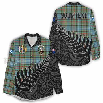 Cathcart Crest Tartan Women's Casual Shirt with New Zealand Silver Fern Half Style