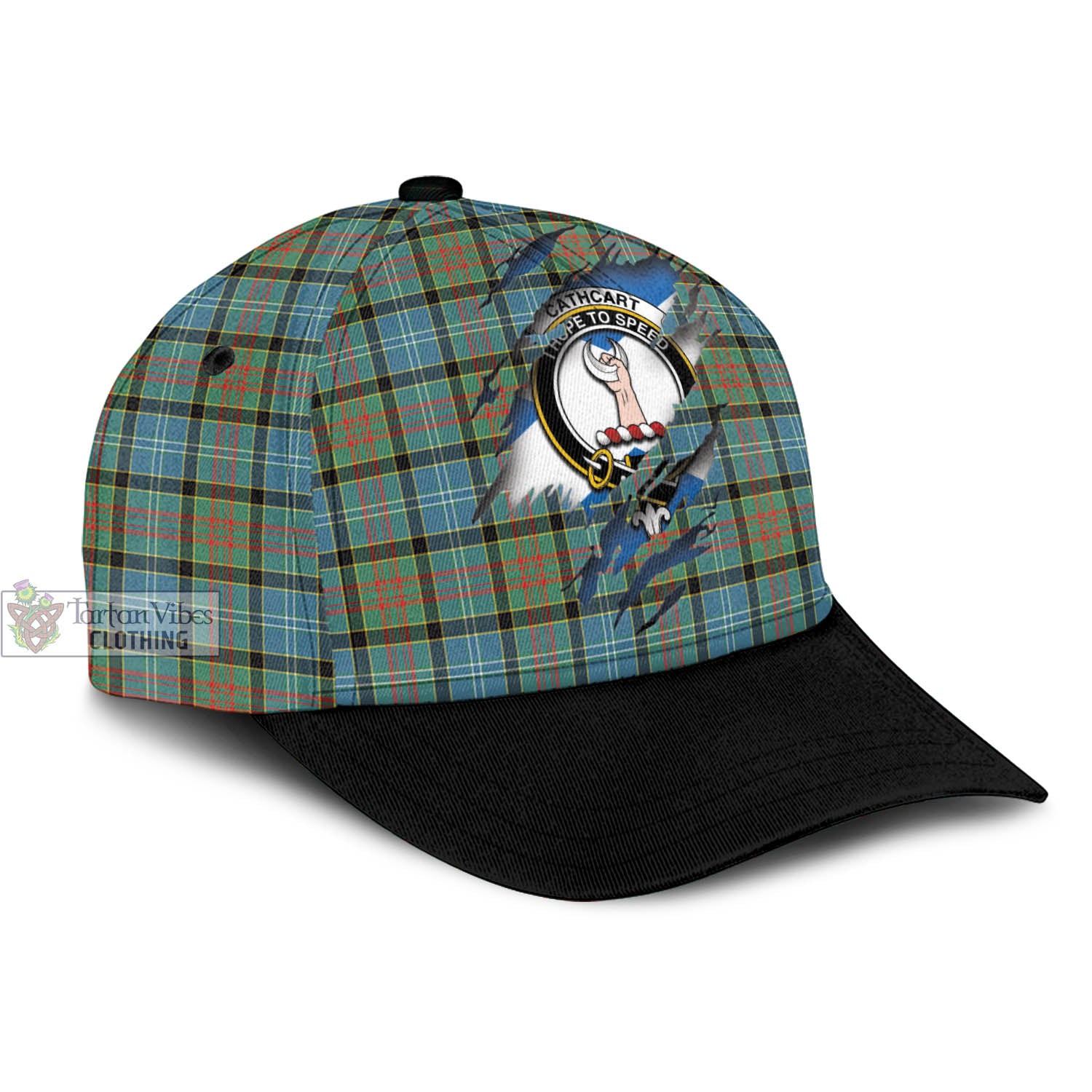 Tartan Vibes Clothing Cathcart Tartan Classic Cap with Family Crest In Me Style