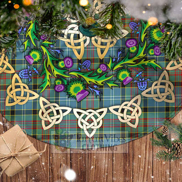 Cathcart Tartan Christmas Tree Skirt with Thistle Celtic Knot Style