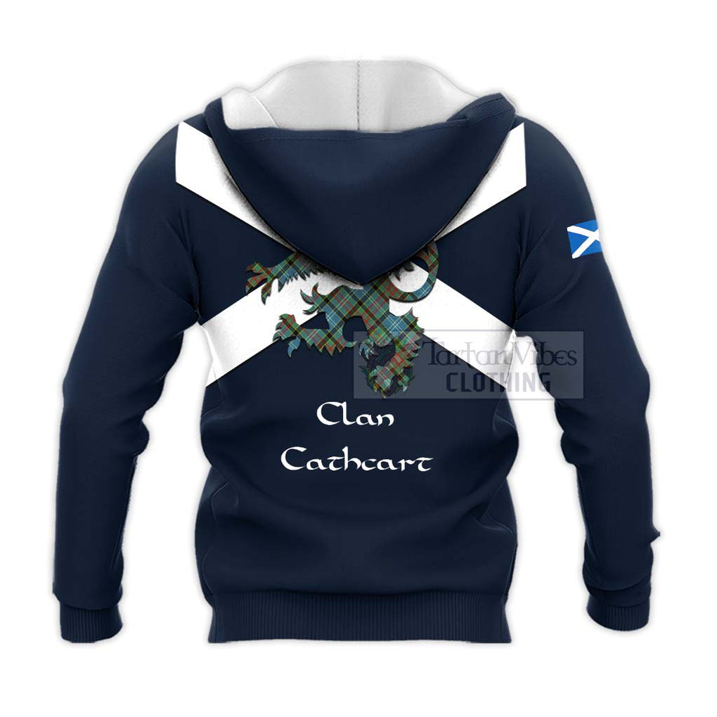 Tartan Vibes Clothing Cathcart Tartan Lion Rampant Knitted Hoodie – Proudly Display Your Heritage with Alba Gu Brath and Clan Name