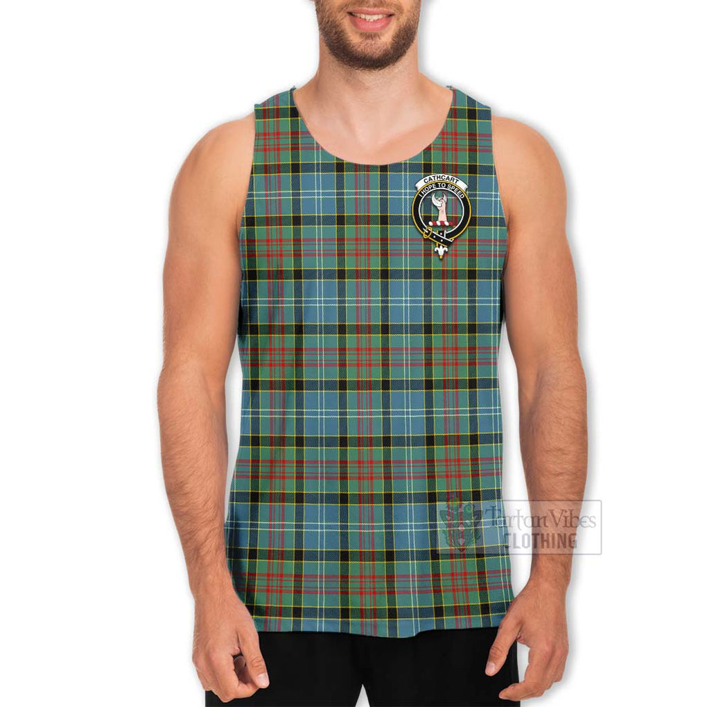 Tartan Vibes Clothing Cathcart Tartan Men's Tank Top with Family Crest Celtic Skull Style