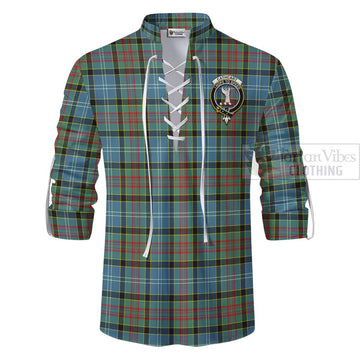 Cathcart Tartan Ghillie Kilt Shirt with Family Crest Celtic Skull Style