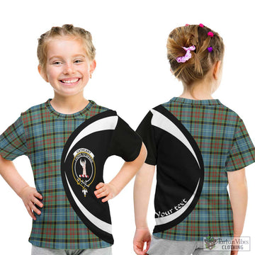 Cathcart Tartan Kid T-Shirt with Family Crest Circle Style