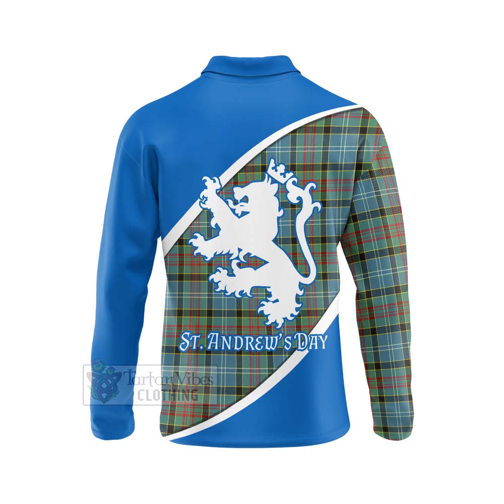 Tartan Vibes Clothing Cathcart Family Crest Tartan Long Sleeve Polo Shirt Celebrate Saint Andrew's Day in Style