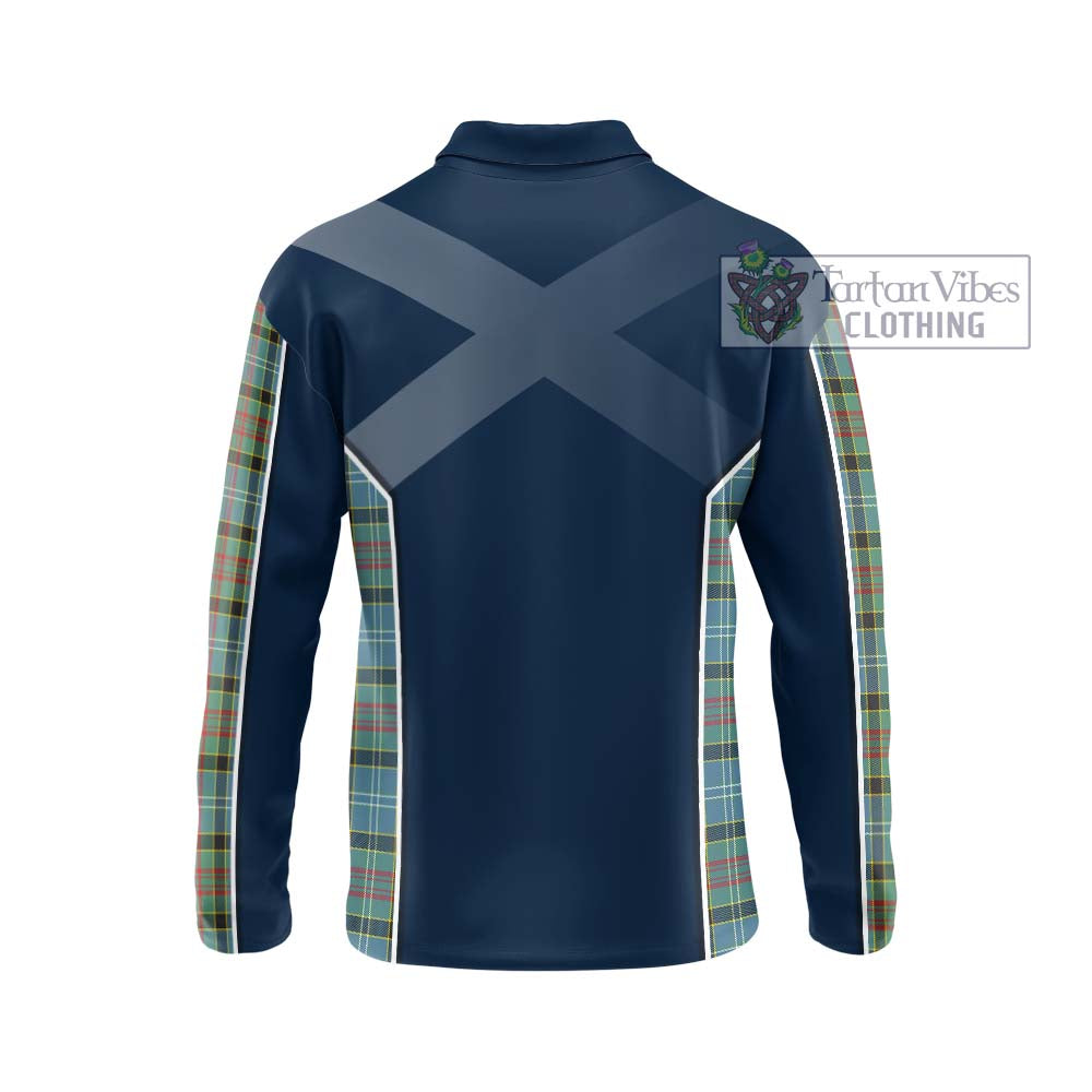 Cathcart Tartan Long Sleeve Polo Shirt with Family Crest and Lion Rampant Vibes Sport Style - Tartan Vibes Clothing