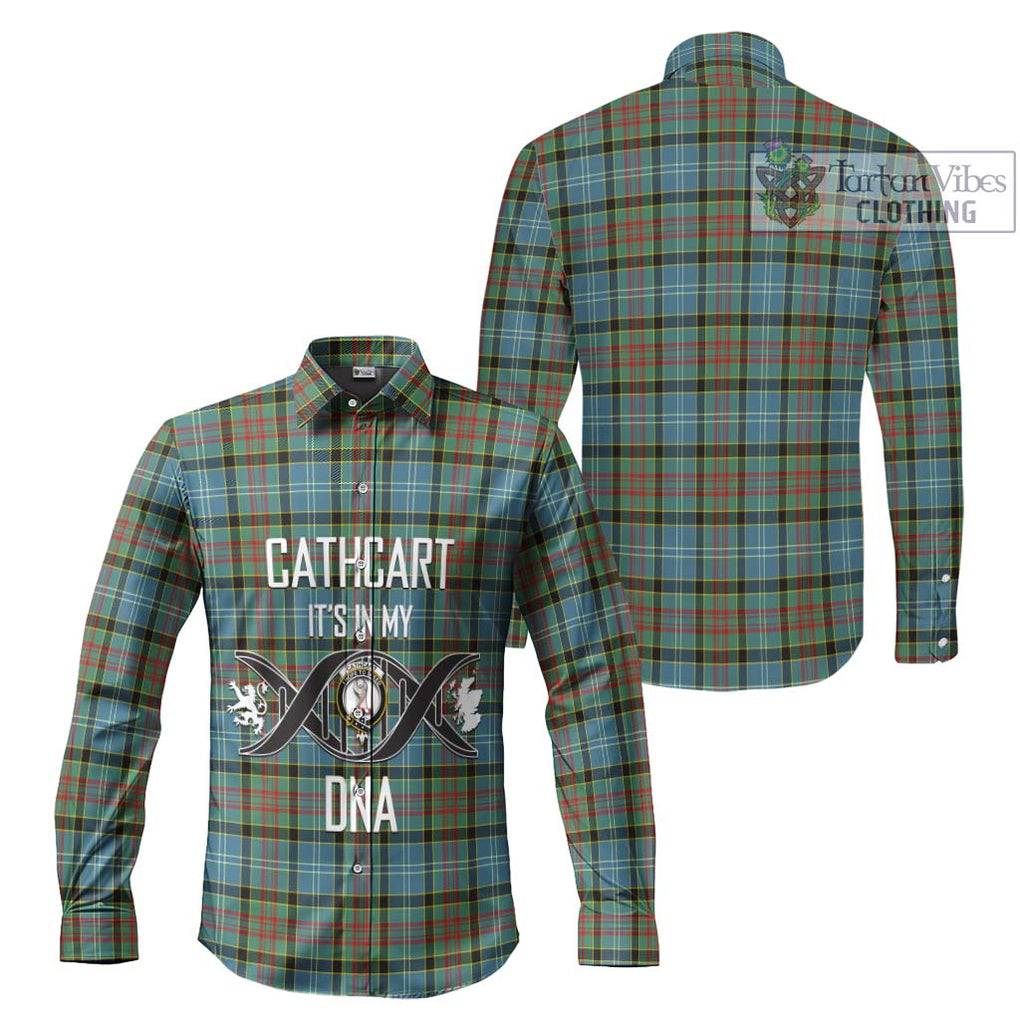 Cathcart Tartan Long Sleeve Button Shirt with Family Crest DNA In Me Style Men's Shirt - Tartanvibesclothing Shop