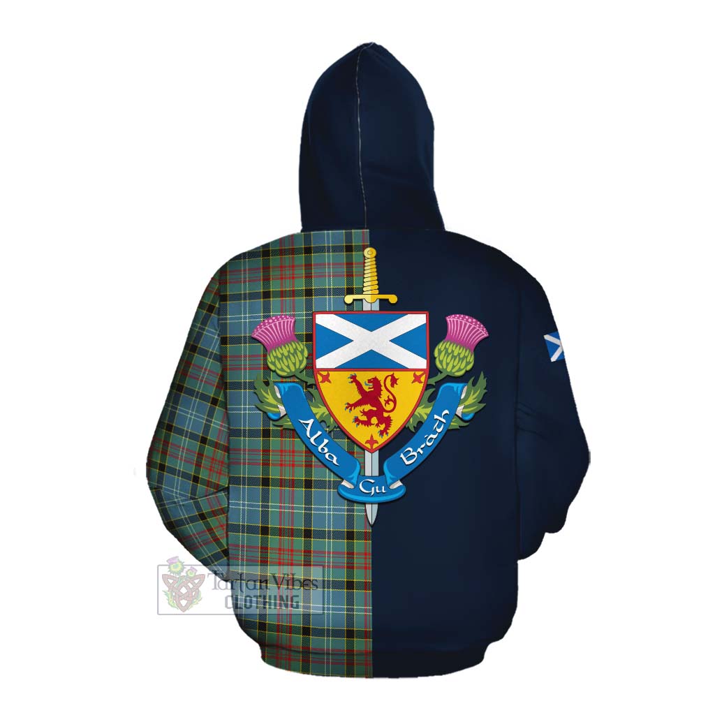 Tartan Vibes Clothing Cathcart Tartan Cotton Hoodie Alba with Scottish Lion Royal Arm Half Style