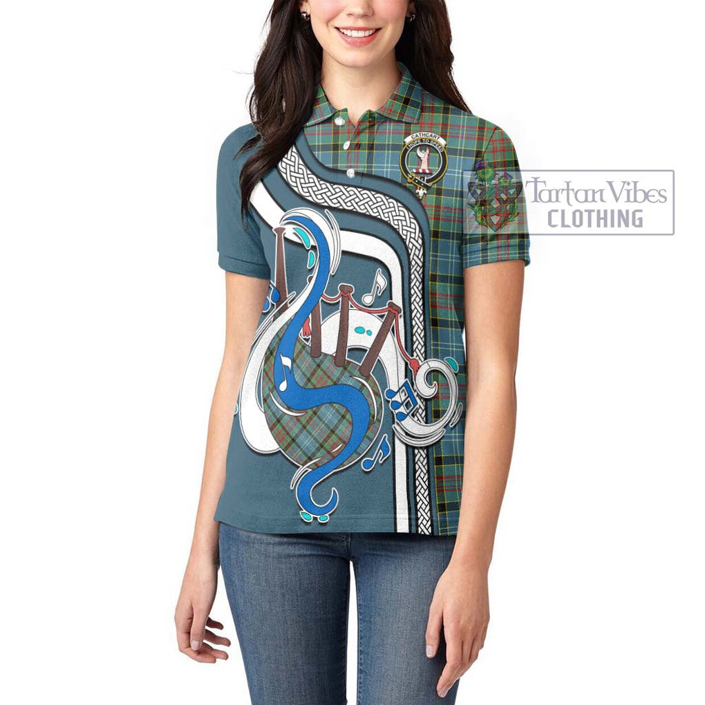 Cathcart Tartan Women's Polo Shirt with Epic Bagpipe Style - Tartanvibesclothing Shop