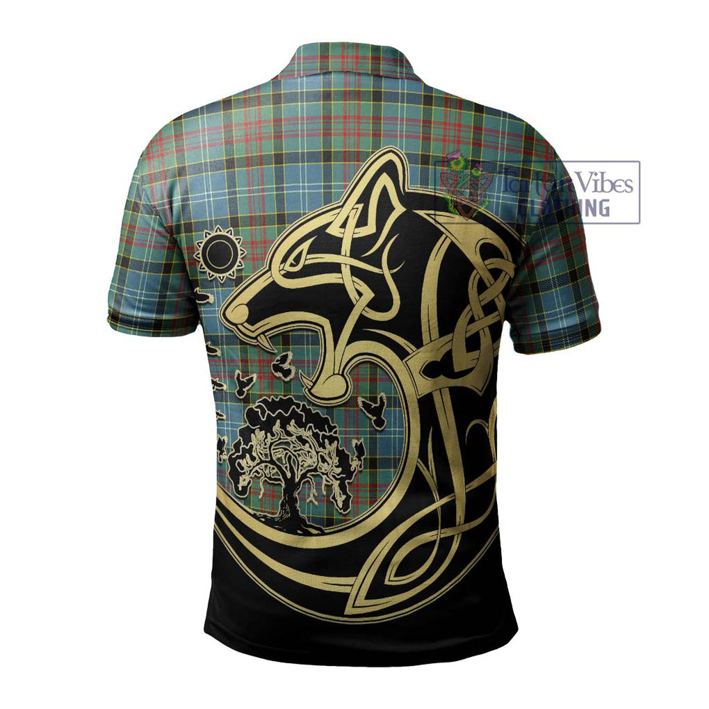 Cathcart Tartan Polo Shirt with Family Crest Celtic Wolf Style - Tartanvibesclothing Shop