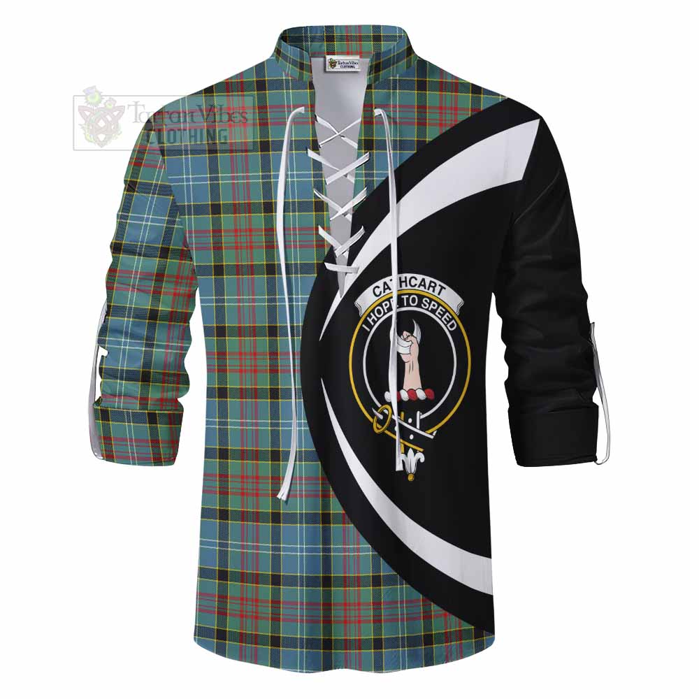 Tartan Vibes Clothing Cathcart Tartan Ghillie Kilt Shirt with Family Crest Circle Style