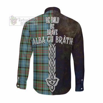 Cathcart Tartan Family Crest Long Sleeve Button Shirt Alba Gu Brath Be Brave Lion Ancient Style Men's Shirt - Tartan Vibes Clothing