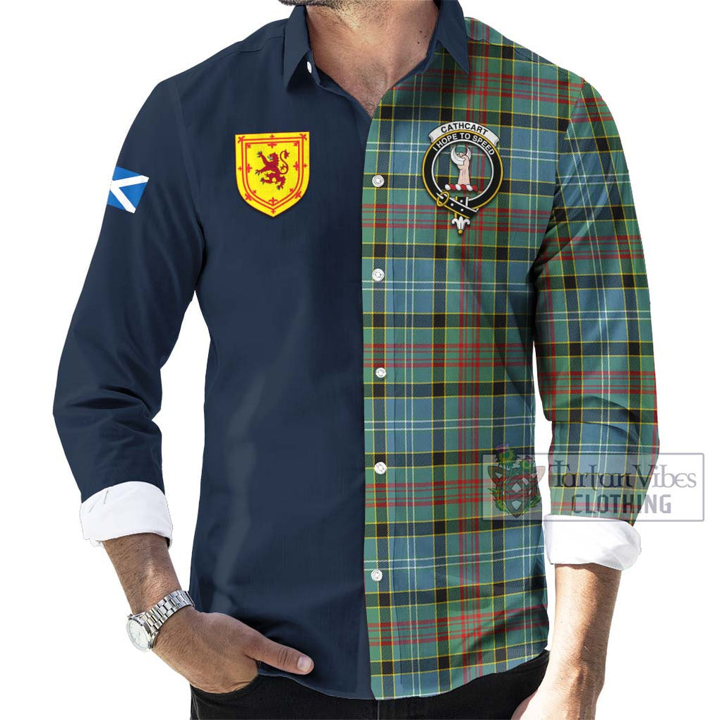 Tartan Vibes Clothing Cathcart Tartan Long Sleeve Button Shirt with Scottish Lion Royal Arm Half Style