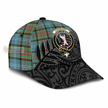 Cathcart Crest Tartan Classic Cap with New Zealand Silver Fern Half Style