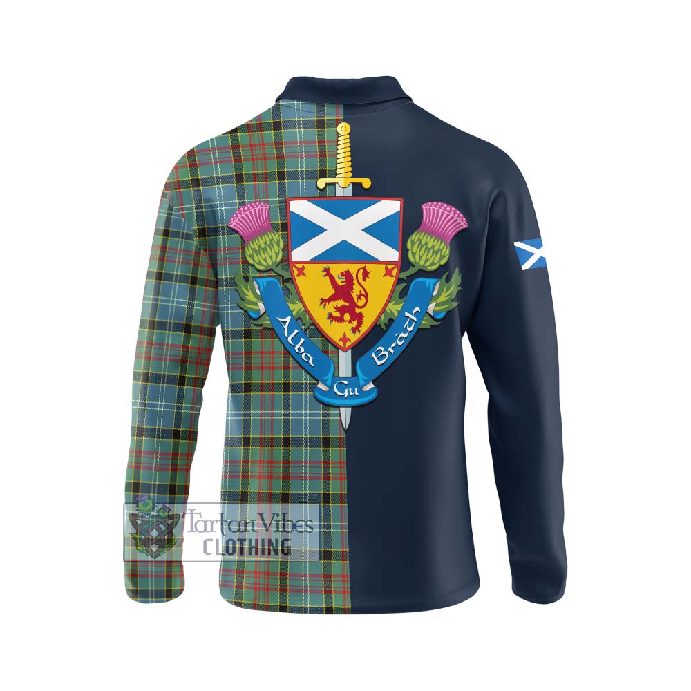 Tartan Vibes Clothing Cathcart Tartan Long Sleeve Polo Shirt with Scottish Lion Royal Arm Half Style