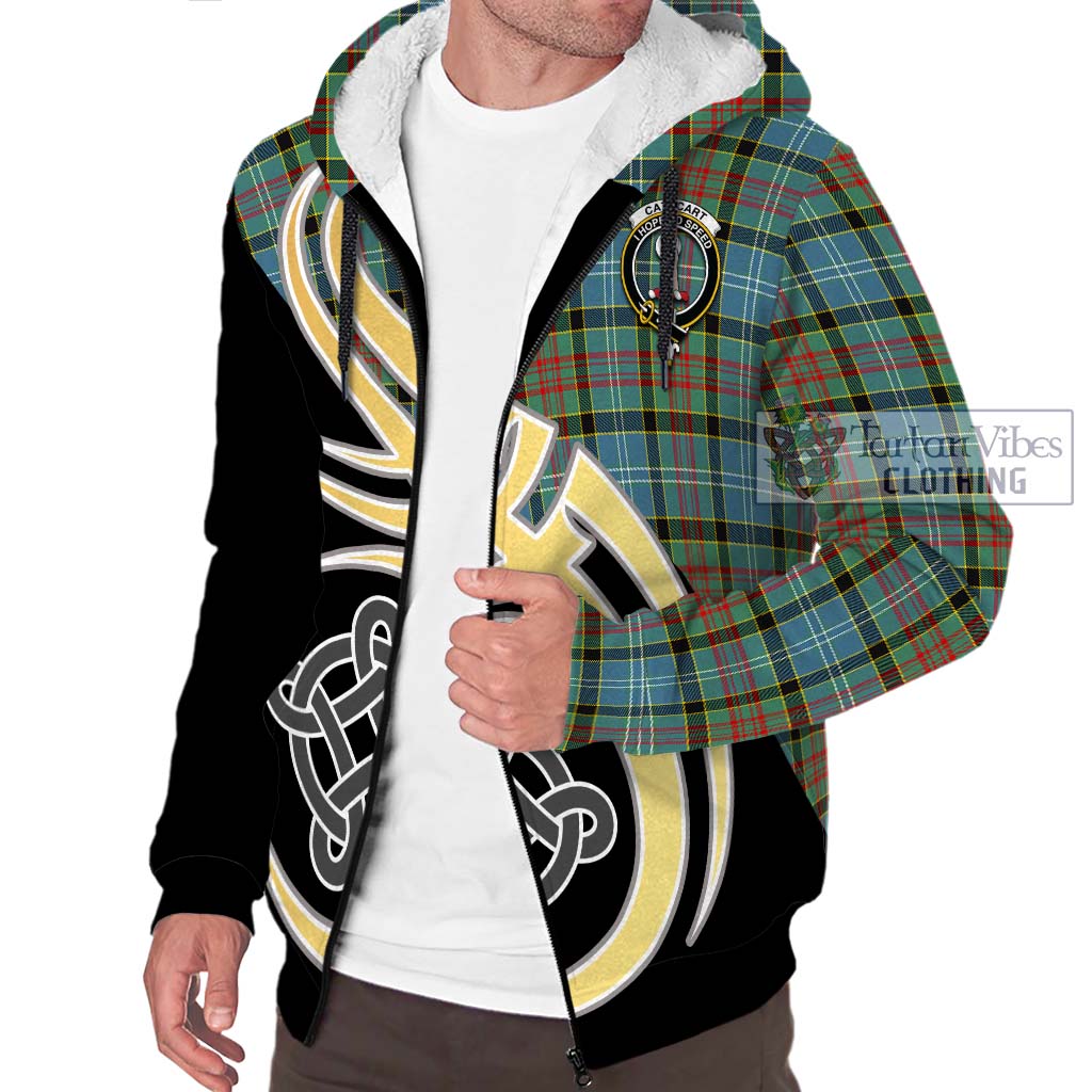 Cathcart Tartan Sherpa Hoodie with Family Crest and Celtic Symbol Style - Tartan Vibes Clothing