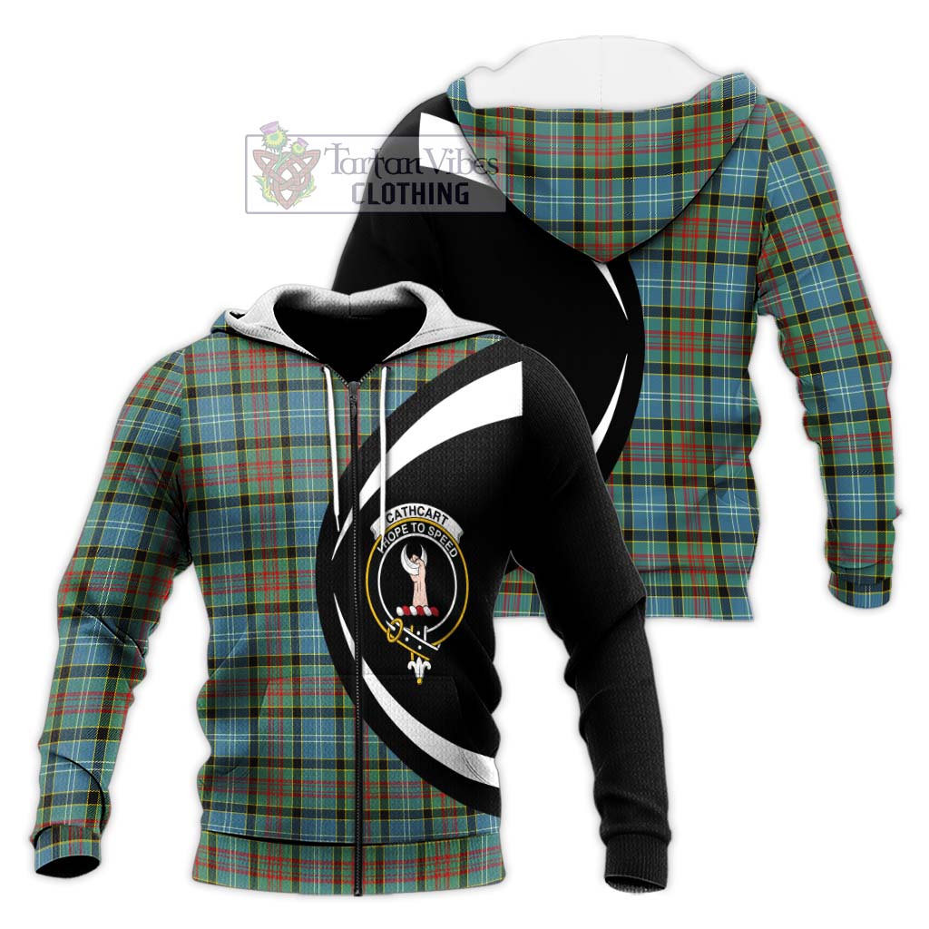 Cathcart Tartan Knitted Hoodie with Family Crest Circle Style Unisex Knitted Zip Hoodie - Tartan Vibes Clothing