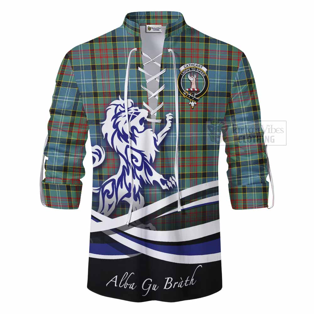 Tartan Vibes Clothing Cathcart Tartan Ghillie Kilt Shirt with Alba Gu Brath Regal Lion Emblem