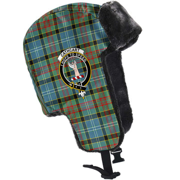 Cathcart Tartan Winter Trapper Hat with Family Crest