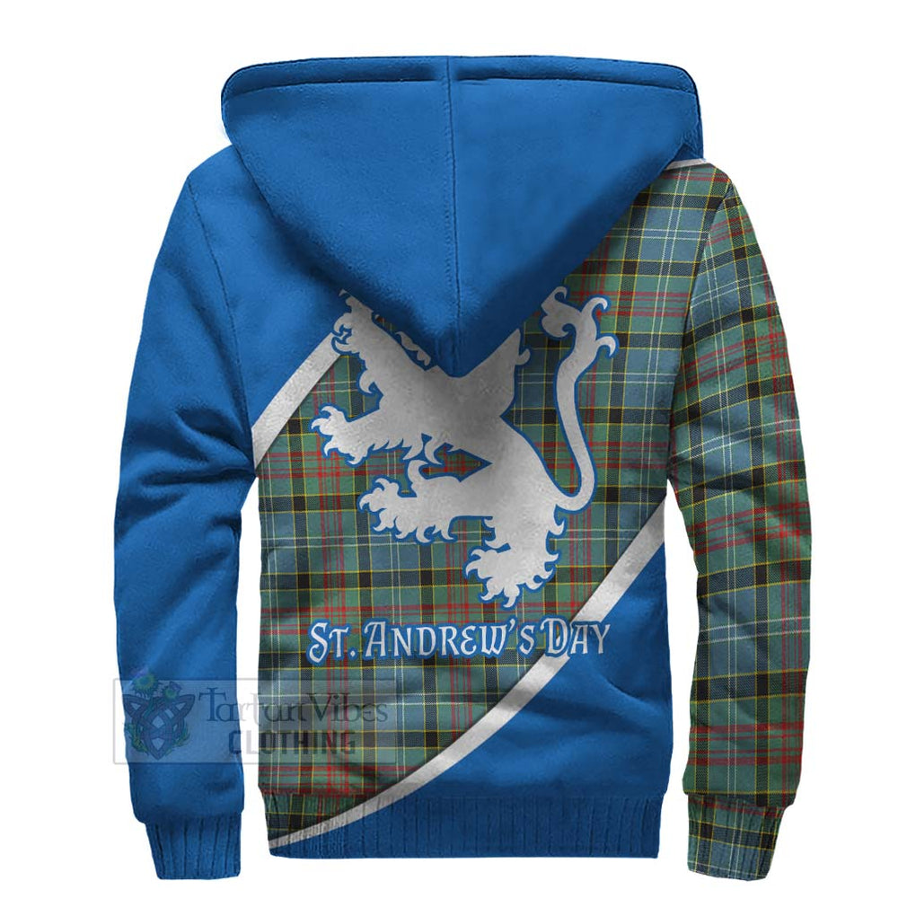 Tartan Vibes Clothing Cathcart Family Crest Tartan Sherpa Hoodie Celebrate Saint Andrew's Day in Style