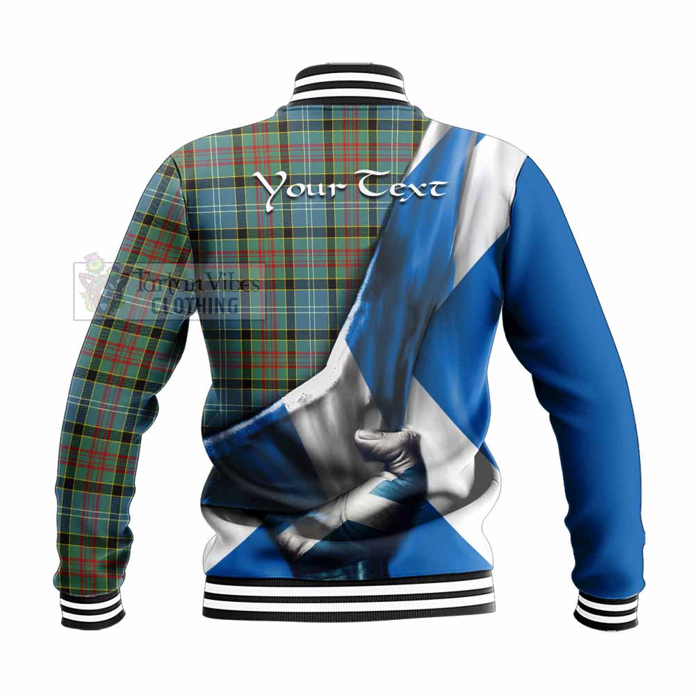 Tartan Vibes Clothing Cathcart Tartan Baseball Jacket with Family Crest Scotland Patriotic Style