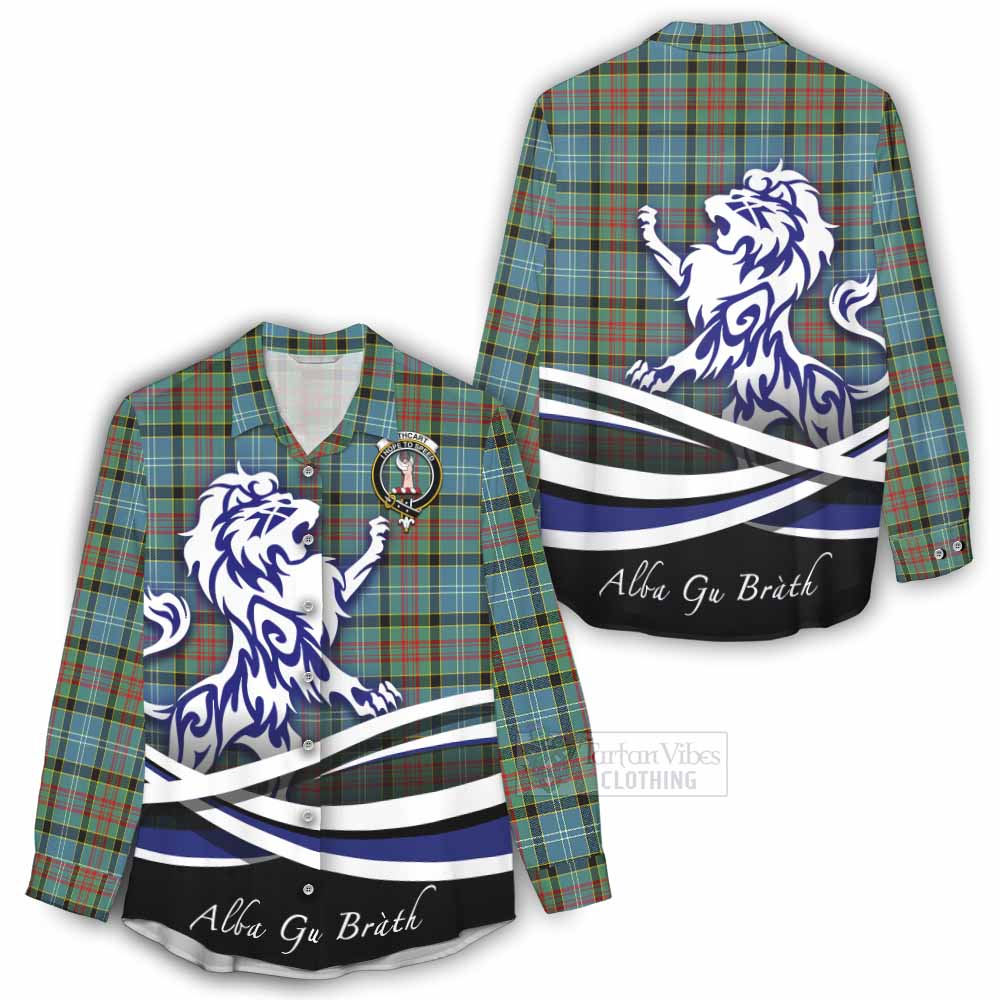 Tartan Vibes Clothing Cathcart Tartan Women's Casual Shirt with Alba Gu Brath Regal Lion Emblem