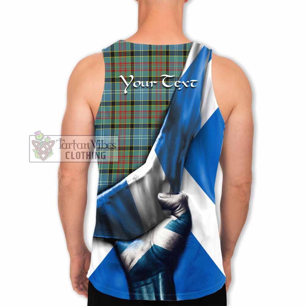 Tartan Vibes Clothing Cathcart Tartan Men's Tank Top with Family Crest Scotland Patriotic Style