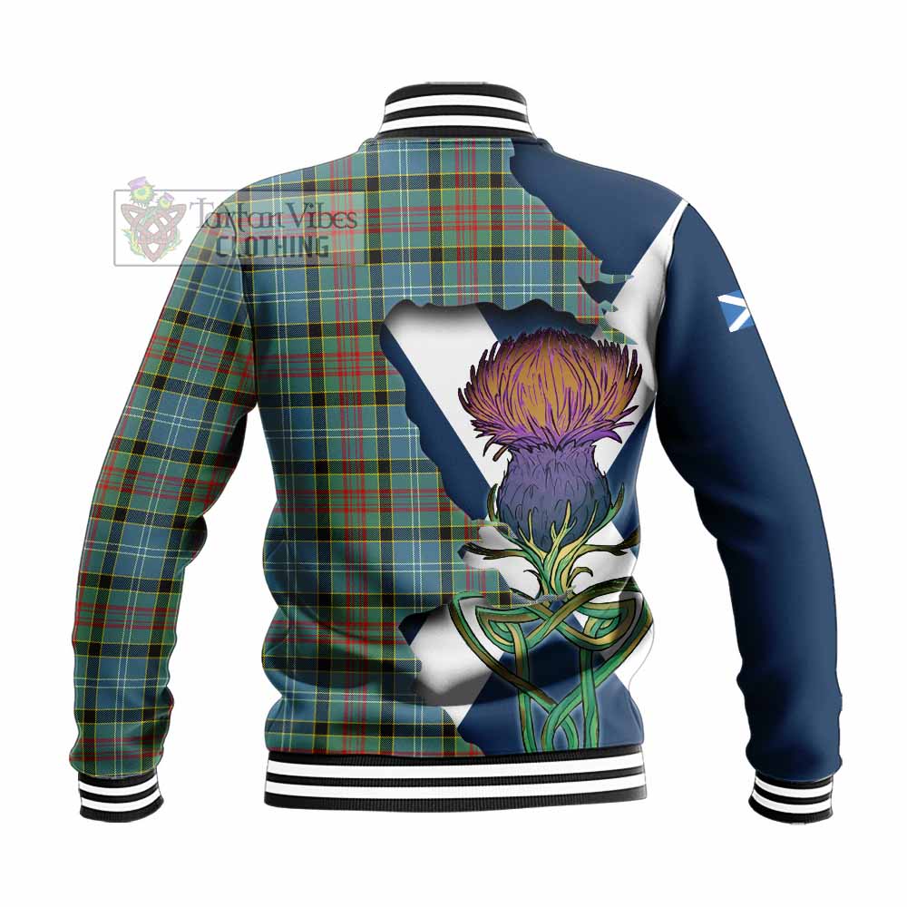 Cathcart Tartan Family Crest Baseball Jacket Scottish Thistle Celtic Inspired - Tartan Vibes Clothing