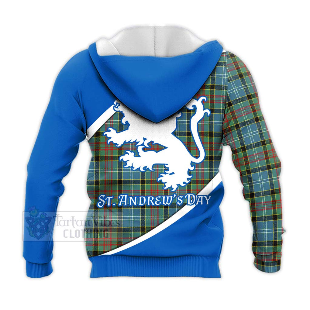 Tartan Vibes Clothing Cathcart Family Crest Tartan Knitted Hoodie Celebrate Saint Andrew's Day in Style