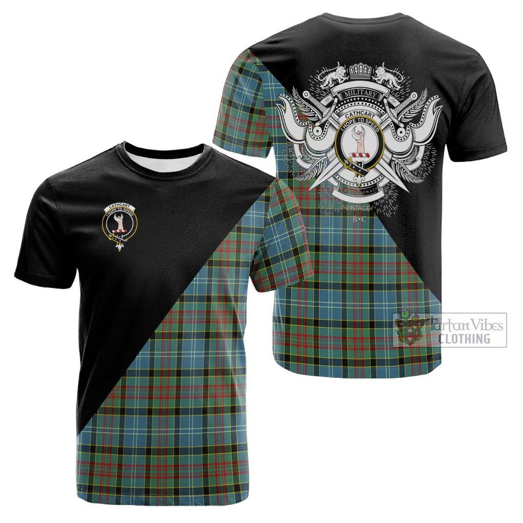 Tartan Vibes Clothing Cathcart Tartan Cotton T-shirt with Family Crest and Military Logo Style