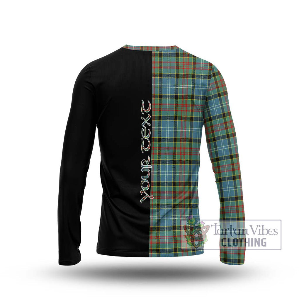 Cathcart Tartan Long Sleeve T-Shirt with Family Crest and Half Of Me Style - Tartanvibesclothing Shop