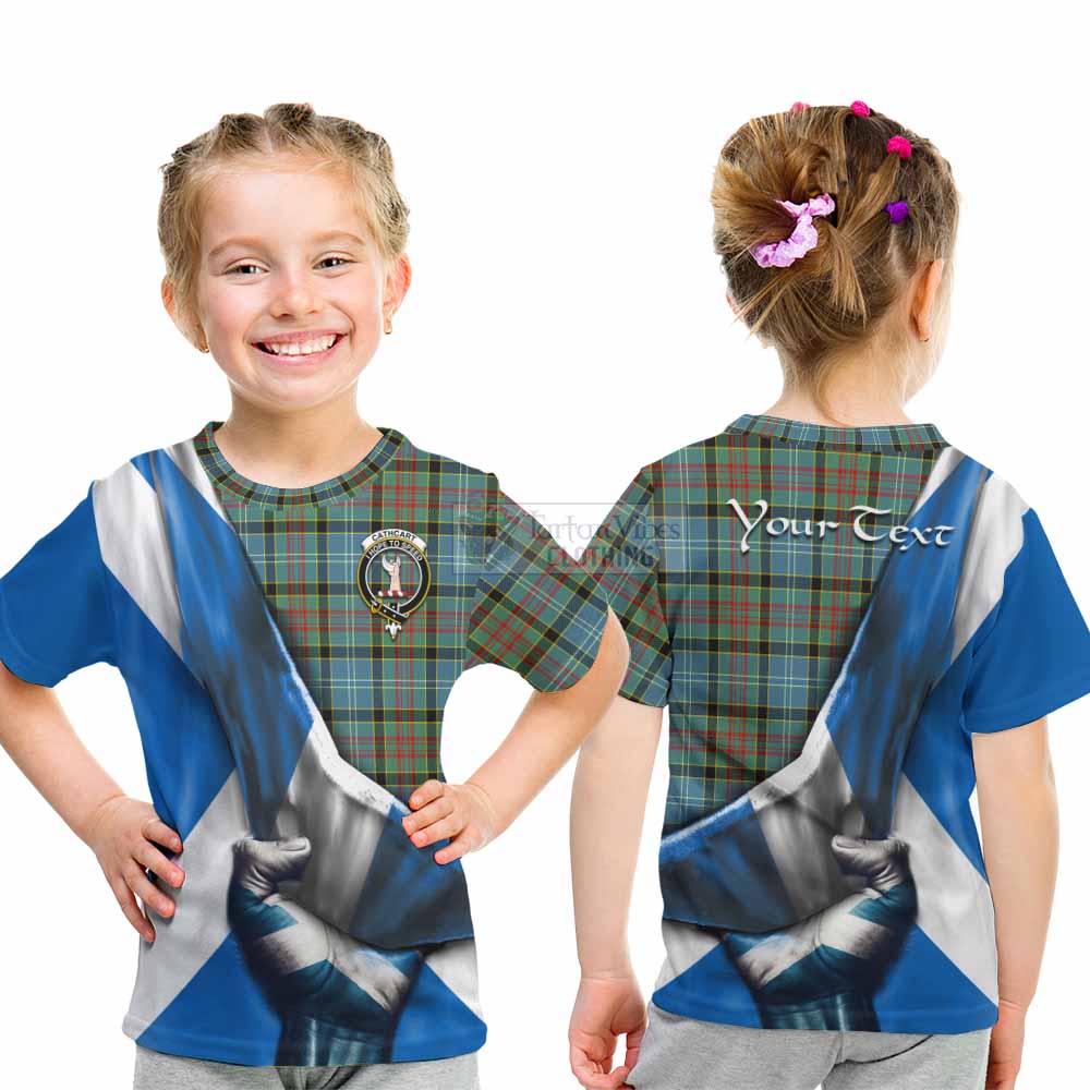 Tartan Vibes Clothing Cathcart Tartan Kid T-Shirt with Family Crest Scotland Patriotic Style