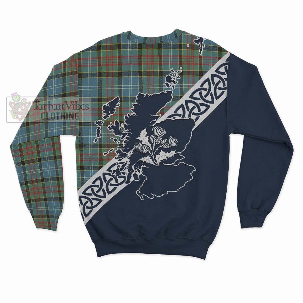 Tartan Vibes Clothing Cathcart Tartan Sweatshirt Featuring Thistle and Scotland Map