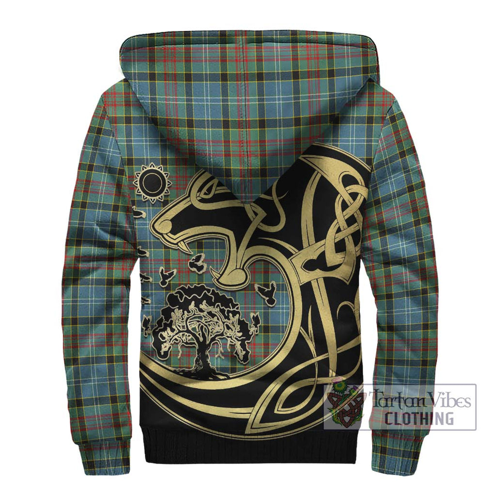 Cathcart Tartan Sherpa Hoodie with Family Crest Celtic Wolf Style - Tartan Vibes Clothing