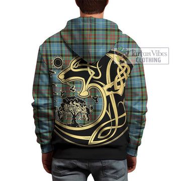 Cathcart Tartan Hoodie with Family Crest Celtic Wolf Style