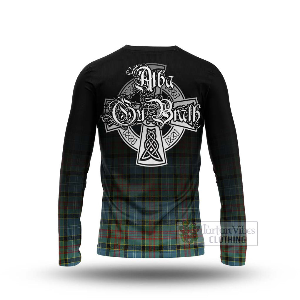 Tartan Vibes Clothing Cathcart Tartan Long Sleeve T-Shirt Featuring Alba Gu Brath Family Crest Celtic Inspired