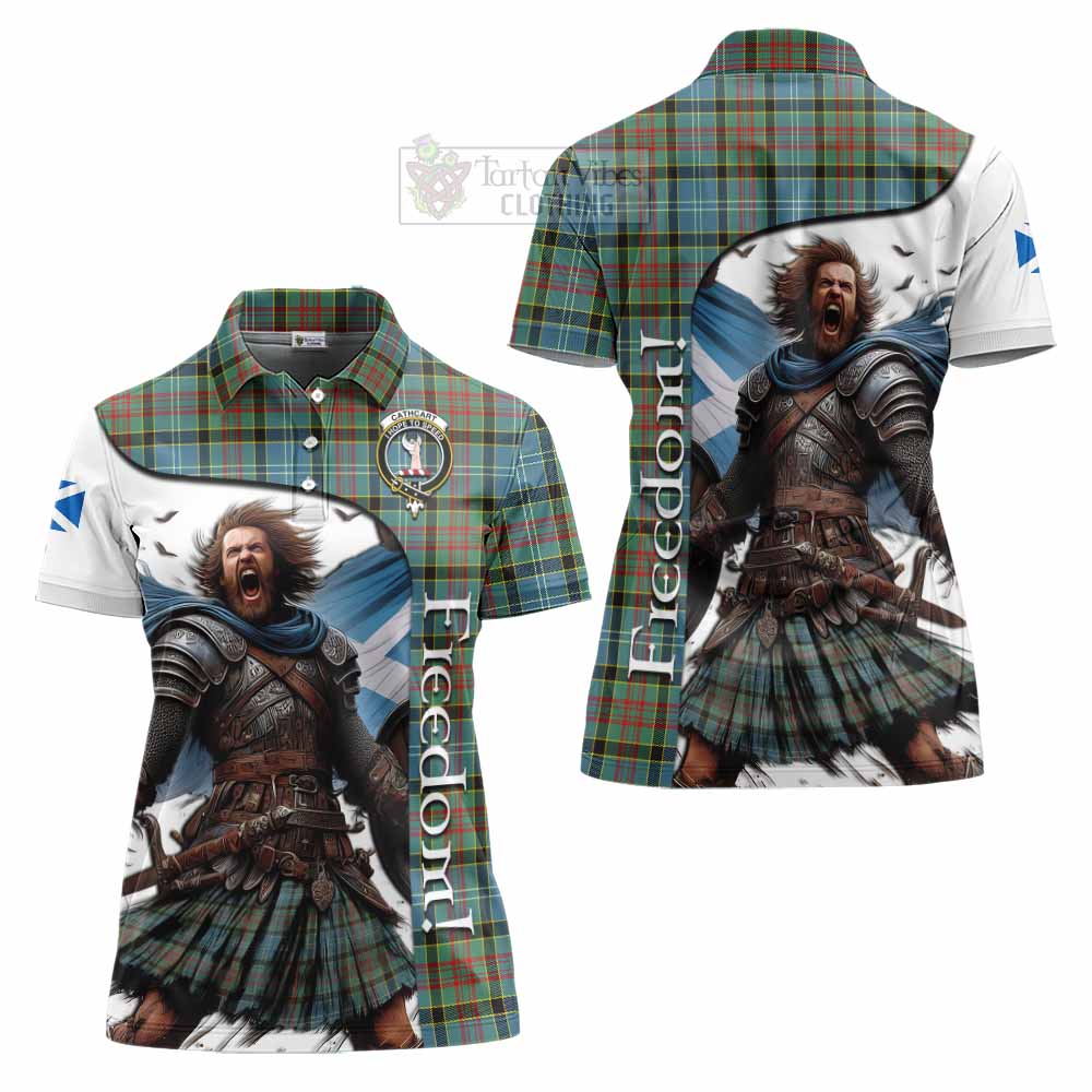 Tartan Vibes Clothing Cathcart Crest Tartan Women's Polo Shirt Inspired by the Freedom of Scottish Warrior