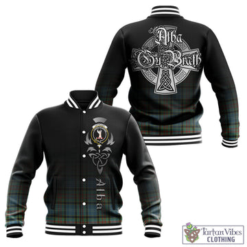 Cathcart Tartan Baseball Jacket Featuring Alba Gu Brath Family Crest Celtic Inspired