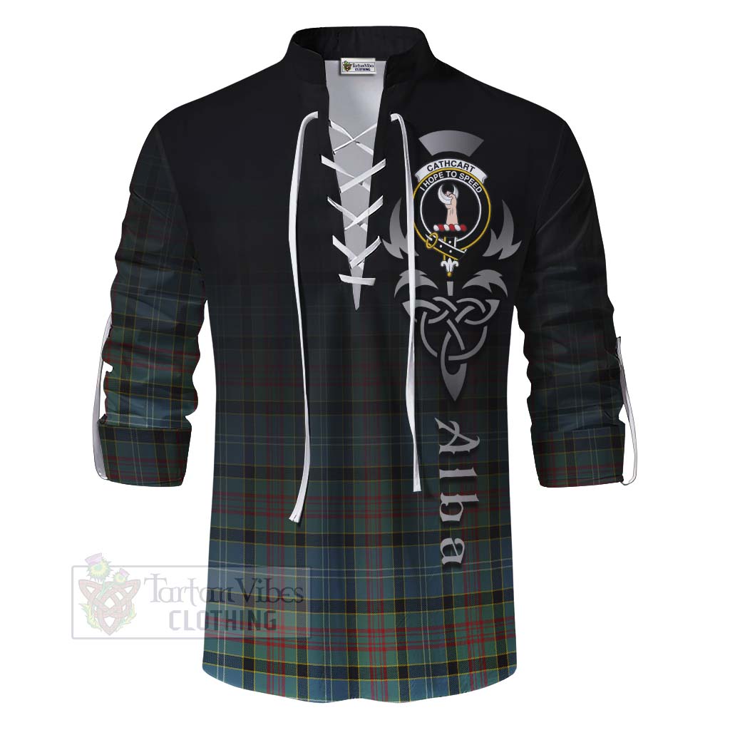 Tartan Vibes Clothing Cathcart Tartan Ghillie Kilt Shirt Featuring Alba Gu Brath Family Crest Celtic Inspired