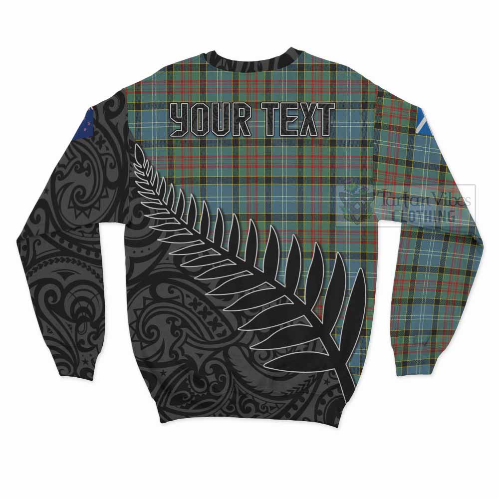 Tartan Vibes Clothing Cathcart Crest Tartan Sweatshirt with New Zealand Silver Fern Half Style