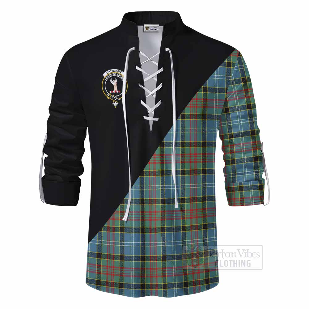 Tartan Vibes Clothing Cathcart Tartan Ghillie Kilt Shirt with Family Crest and Military Logo Style