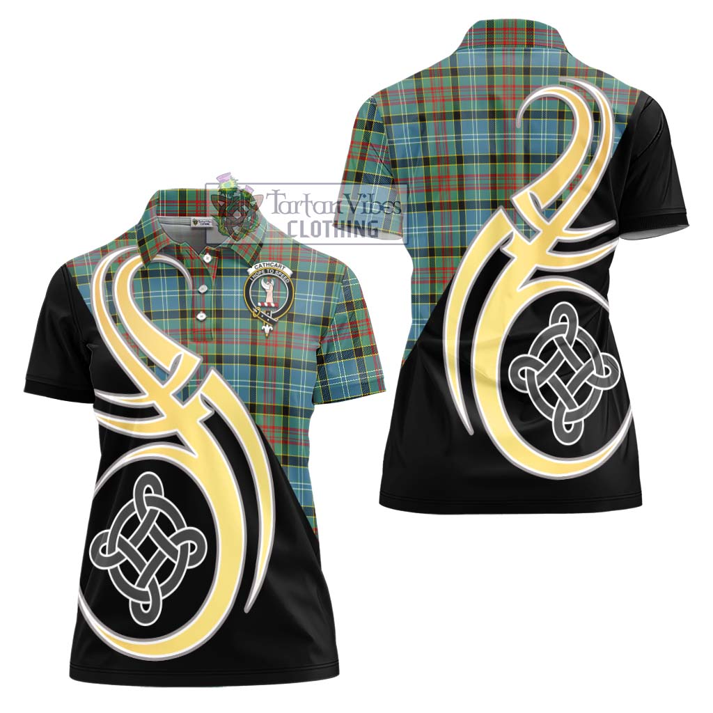 Cathcart Tartan Women's Polo Shirt with Family Crest and Celtic Symbol Style - Tartan Vibes Clothing