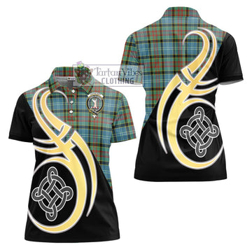 Cathcart Tartan Women's Polo Shirt with Family Crest and Celtic Symbol Style