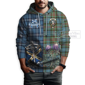 Cathcart Tartan Hoodie Happy St. Andrew's Day Half Tartan Style