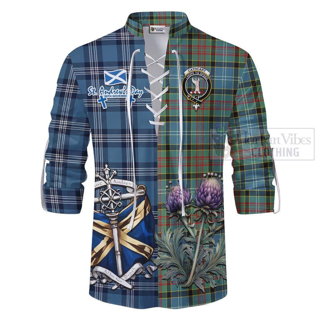 Tartan Vibes Clothing Cathcart Tartan Ghillie Kilt Shirt Happy St. Andrew's Day Half Tartan Style