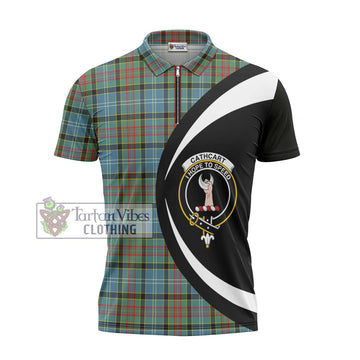 Cathcart Tartan Zipper Polo Shirt with Family Crest Circle Style