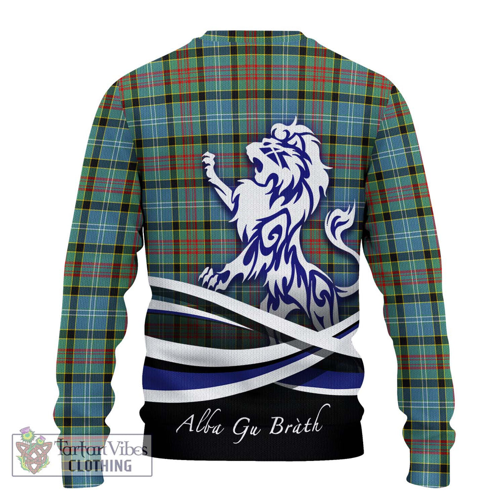 Cathcart Tartan Knitted Sweater with Alba Gu Brath Regal Lion Emblem - Tartanvibesclothing Shop