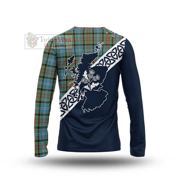 Cathcart Tartan Long Sleeve T-Shirt Featuring Thistle and Scotland Map