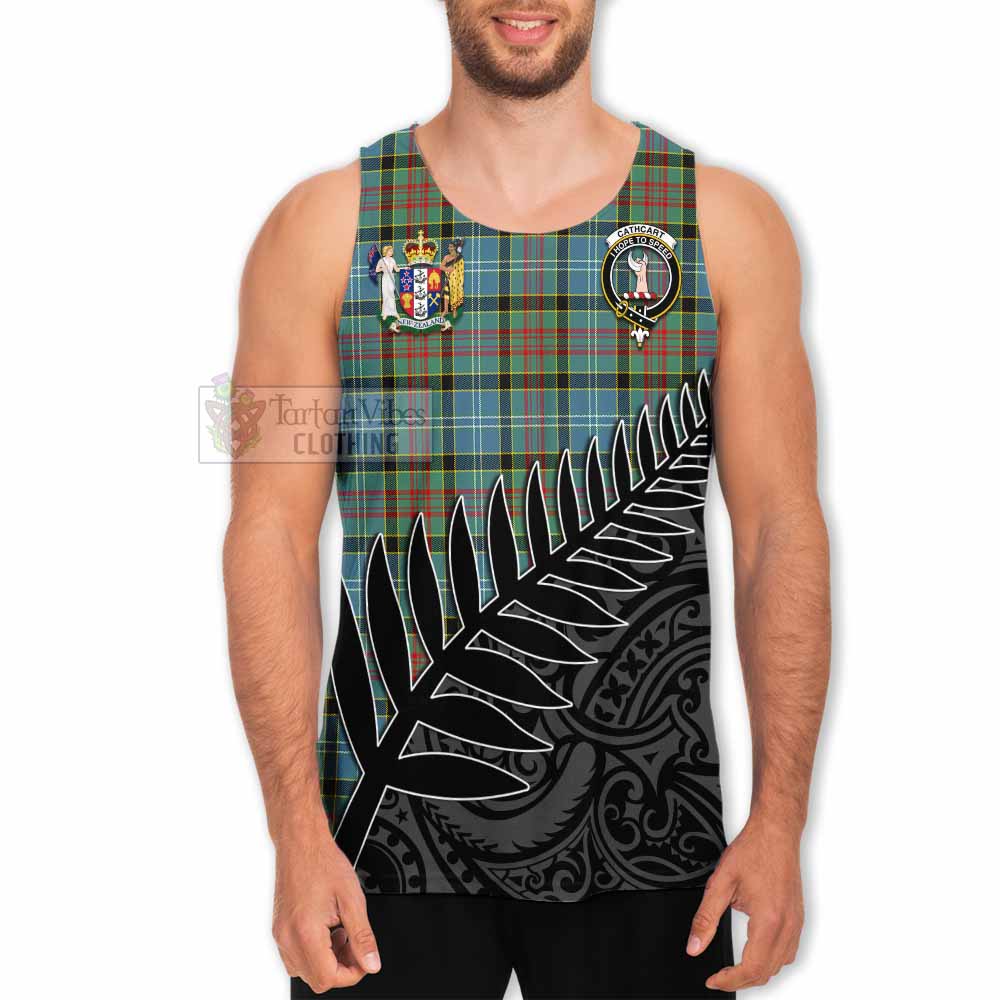 Tartan Vibes Clothing Cathcart Crest Tartan Men's Tank Top with New Zealand Silver Fern Half Style